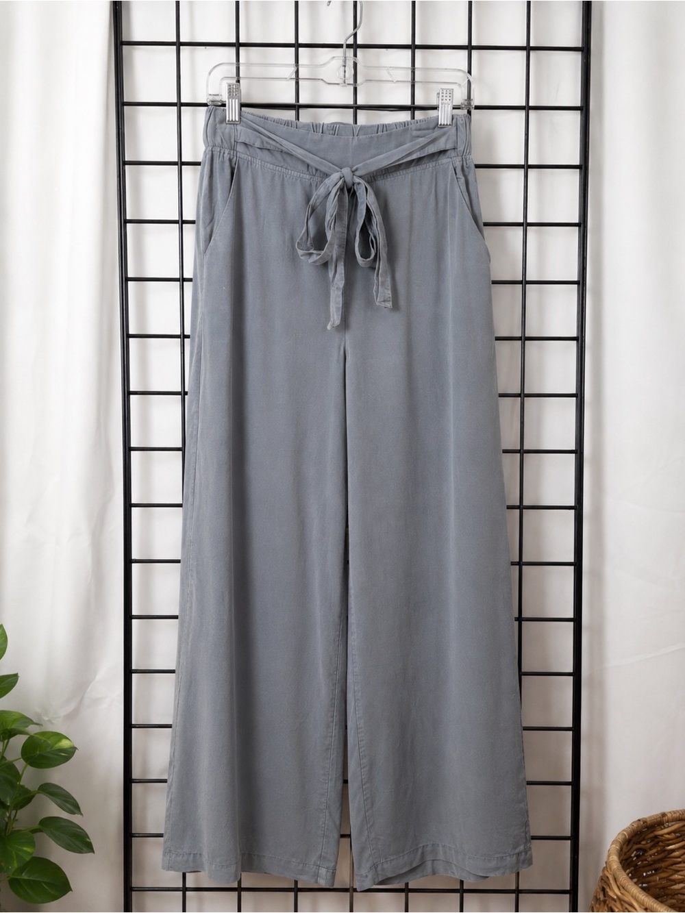 100% TENCEL Wide Leg Tie Waist Pants | Slate Gray| Butter Soft